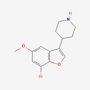 molecular formula C14H16BrNO2 B12870453 4-(7-Bromo-5-methoxy-1-benzofuran-3-YL)piperidine CAS No. 392303-94-5