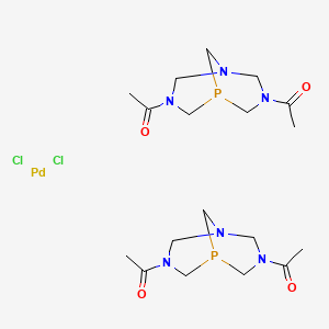 molecular formula C18H32Cl2N6O4P2Pd B12870733 Dichlorobis(3,7-diacetyl-1,3,7-triaza-5-phosphabicyclo[3.3.1]nonane) palladium(II) 