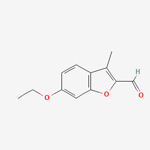 molecular formula C12H12O3 B12870930 6-Ethoxy-3-methylbenzofuran-2-carbaldehyde 