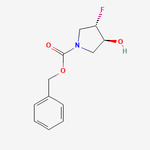 molecular formula C12H14FNO3 B12871435 trans-Benzyl 3-fluoro-4-hydroxypyrrolidine-1-carboxylate 