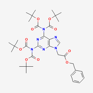 molecular formula C34H46N6O10 B12871839 Benzyl 2-(2,6-bis(bis(tert-butoxycarbonyl)amino)-9H-purin-9-yl)acetate 