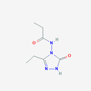 molecular formula C7H12N4O2 B12872040 N-(3-Ethyl-5-oxo-1H-1,2,4-triazol-4(5H)-yl)propionamide 