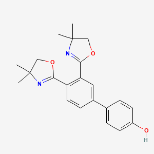 molecular formula C22H24N2O3 B12872486 3',4'-Bis(4,4-dimethyl-4,5-dihydrooxazol-2-yl)-[1,1'-biphenyl]-4-ol 