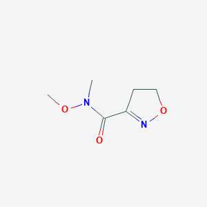 molecular formula C6H10N2O3 B12872677 N-Methoxy-N-methyl-4,5-dihydroisoxazole-3-carboxamide 