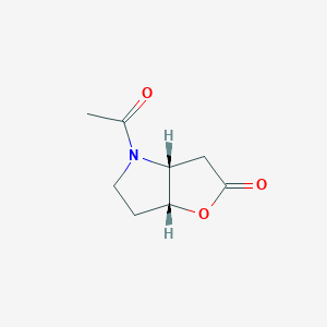 molecular formula C8H11NO3 B012873 (3AR,6aR)-4-acetylhexahydro-2H-furo[3,2-b]pyrrol-2-one CAS No. 107690-56-2