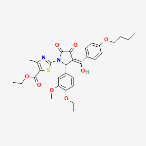 molecular formula C31H34N2O8S B12873062 Ethyl 2-(3-(4-butoxybenzoyl)-2-(4-ethoxy-3-methoxyphenyl)-4-hydroxy-5-oxo-2,5-dihydro-1H-pyrrol-1-yl)-4-methylthiazole-5-carboxylate CAS No. 609795-37-1