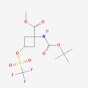 molecular formula C12H18F3NO7S B128731 Methyl 1-(Boc-amino)-3-[[(trifluoromethyl)sulfonyl]oxy]cyclobutanecarboxylate CAS No. 222727-37-9