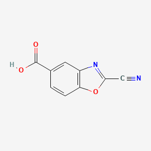 molecular formula C9H4N2O3 B12873177 2-Cyanobenzo[d]oxazole-5-carboxylic acid 