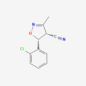 molecular formula C11H9ClN2O B12873248 Cis-5-(2-chlorophenyl)-3-methyl-4,5-dihydroisoxazole-4-carbonitrile 