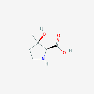molecular formula C6H11NO3 B12873318 (2S,3R)-3-Hydroxy-3-methylpyrrolidine-2-carboxylic acid CAS No. 205528-40-1