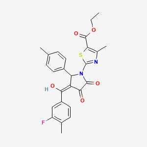 molecular formula C26H23FN2O5S B12873432 Ethyl 2-(3-(3-fluoro-4-methylbenzoyl)-4-hydroxy-5-oxo-2-(p-tolyl)-2,5-dihydro-1H-pyrrol-1-yl)-4-methylthiazole-5-carboxylate CAS No. 617698-01-8