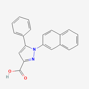 molecular formula C20H14N2O2 B12873591 1-(Naphthalen-2-yl)-5-phenyl-1H-pyrazole-3-carboxylic acid CAS No. 62160-34-3