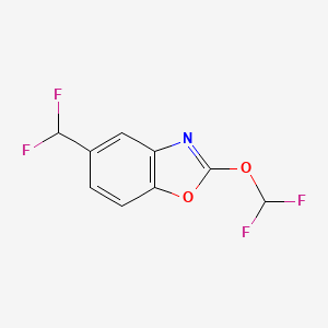molecular formula C9H5F4NO2 B12873659 2-(Difluoromethoxy)-5-(difluoromethyl)benzo[d]oxazole 
