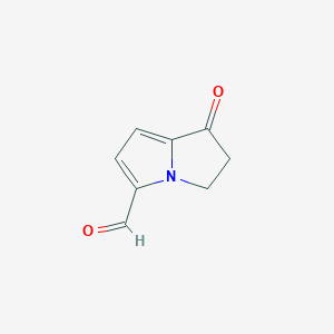 molecular formula C8H7NO2 B12873871 1-Oxo-2,3-dihydro-1H-pyrrolizine-5-carbaldehyde 