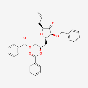 molecular formula C31H30O7 B12874037 (S)-3-((2R,3S,5S)-5-allyl-3-(benzyloxy)-4-oxotetrahydrofuran-2-yl)propane-1,2-diyl dibenzoate 