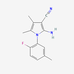molecular formula C14H14FN3 B12874091 2-Amino-1-(2-fluoro-5-methylphenyl)-4,5-dimethyl-1H-pyrrole-3-carbonitrile 