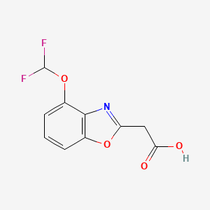 molecular formula C10H7F2NO4 B12874740 2-(4-(Difluoromethoxy)benzo[d]oxazol-2-yl)acetic acid 