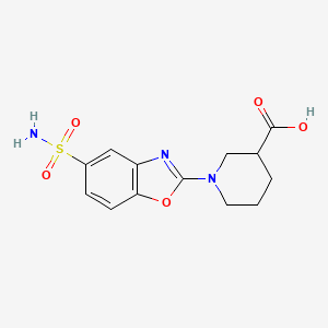 molecular formula C13H15N3O5S B12874801 1-(5-Sulfamoylbenzo[d]oxazol-2-yl)piperidine-3-carboxylic acid 