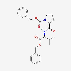 molecular formula C25H30N2O5 B12874882 (S)-Benzyl 2-(((S)-1-(benzyloxy)-3-methyl-1-oxobutan-2-yl)carbamoyl)pyrrolidine-1-carboxylate CAS No. 99909-22-5