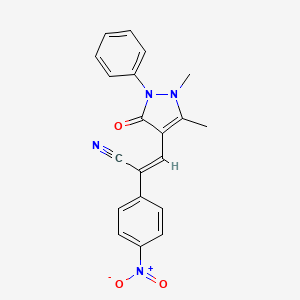 molecular formula C20H16N4O3 B12874896 3-(1,5-Dimethyl-3-oxo-2-phenyl-2,3-dihydro-1H-pyrazol-4-yl)-2-(4-nitrophenyl)acrylonitrile 