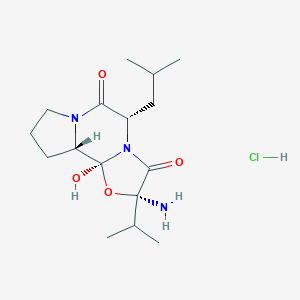 molecular formula C₁₆H₂₈ClN₃O₄ B128749 2beta-Amino-9,10,10aalpha,10b-tetrahydro-10bbeta-hydroxy-5beta-isobutyl-2-isopropyl-8H-oxazolo(3,2-a)pyrrolo(2,1-C)pyrazine-3,6(2H,5H)-dione hydrochloride CAS No. 24177-10-4