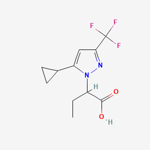molecular formula C11H13F3N2O2 B1287514 2-(5-Cyclopropyl-3-(trifluoromethyl)-1H-pyrazol-1-yl)butanoic acid CAS No. 1006348-77-1