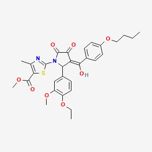 molecular formula C30H32N2O8S B12875204 Methyl 2-(3-(4-butoxybenzoyl)-2-(4-ethoxy-3-methoxyphenyl)-4-hydroxy-5-oxo-2,5-dihydro-1H-pyrrol-1-yl)-4-methylthiazole-5-carboxylate CAS No. 618071-73-1