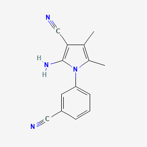molecular formula C14H12N4 B12876022 2-Amino-1-(3-cyanophenyl)-4,5-dimethyl-1H-pyrrole-3-carbonitrile 
