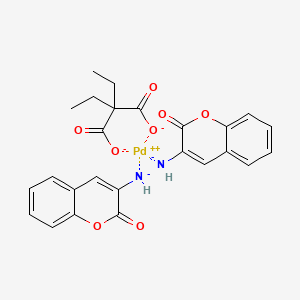molecular formula C25H22N2O8Pd-2 B12876410 Palladium, bis(3-amino-2H-1-benzopyran-2-one-N)[diethylpropanedioato(2-)-O,O']-, (SP-4-2)- 