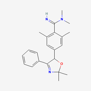 molecular formula C22H27N3O B12876476 4-(2,2-Dimethyl-4-phenyl-2,5-dihydrooxazol-5-yl)-N,N,2,6-tetramethylbenzimidamide 