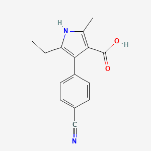 molecular formula C15H14N2O2 B12876526 4-(4-Cyanophenyl)-5-ethyl-2-methyl-1h-pyrrole-3-carboxylic acid CAS No. 894074-71-6