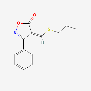 molecular formula C13H13NO2S B12876540 (Z)-3-Phenyl-4-((propylthio)methylene)isoxazol-5(4H)-one 