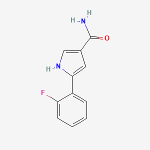 molecular formula C11H9FN2O B12876938 5-(2-Fluorophenyl)-1H-pyrrole-3-carboxamide 
