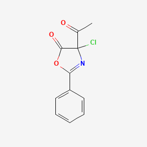 molecular formula C11H8ClNO3 B12877237 4-acetyl-4-chloro-2-phenyloxazol-5(4H)-one CAS No. 90127-57-4