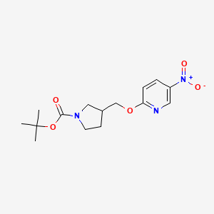 molecular formula C15H21N3O5 B12877292 tert-Butyl 3-(((5-nitropyridin-2-yl)oxy)methyl)pyrrolidine-1-carboxylate 