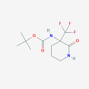 molecular formula C11H17F3N2O3 B1287762 叔丁基-2-氧代-3-(三氟甲基)哌啶-3-基氨基甲酸酯 CAS No. 195196-07-7