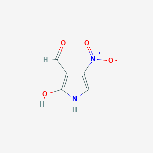 molecular formula C5H4N2O4 B12877827 2-Hydroxy-4-nitro-1H-pyrrole-3-carbaldehyde 