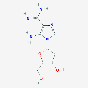molecular formula C9H15N5O3 B12878050 5-(4-(Diaminomethylene)-5-imino-4,5-dihydro-1H-imidazol-1-yl)-2-(hydroxymethyl)tetrahydrofuran-3-ol CAS No. 35966-91-7