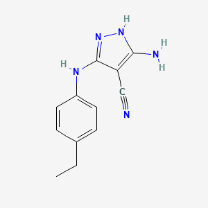 molecular formula C12H13N5 B12878069 3-Amino-5-((4-ethylphenyl)amino)-1H-pyrazole-4-carbonitrile 