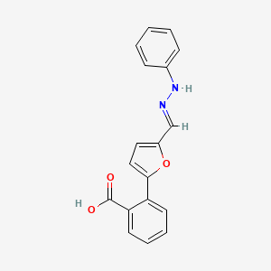 molecular formula C18H14N2O3 B12878265 2-(5-((2-Phenylhydrazono)methyl)furan-2-yl)benzoic acid 