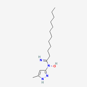 molecular formula C16H30N4O B12878271 N-Hydroxy-N-(5-methyl-1H-pyrazol-3-yl)dodecanimidamide 
