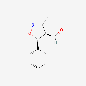 molecular formula C11H11NO2 B12878292 Trans-3-methyl-5-phenyl-4,5-dihydroisoxazole-4-carbaldehyde 