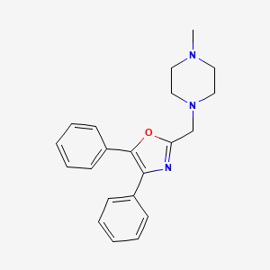 molecular formula C21H23N3O B12878320 Piperazine, 1-((4,5-diphenyl-2-oxazolyl)methyl)-4-methyl- CAS No. 33161-88-5