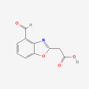 molecular formula C10H7NO4 B12878500 4-Formylbenzo[d]oxazole-2-acetic acid 