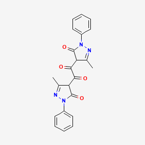 molecular formula C22H18N4O4 B12878552 Ethanedione, bis(4,5-dihydro-3-methyl-5-oxo-1-phenyl-1H-pyrazol-4-yl)- CAS No. 101132-63-2