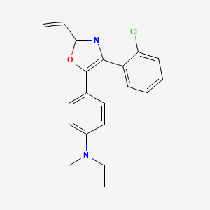 molecular formula C21H21ClN2O B12878788 Benzenamine, 4-[4-(2-chlorophenyl)-2-ethenyl-5-oxazolyl]-N,N-diethyl- CAS No. 22159-33-7