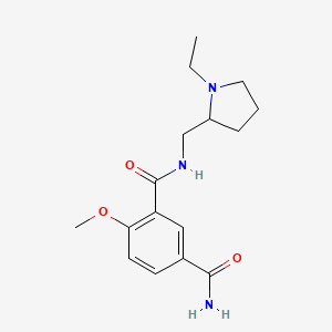 molecular formula C16H23N3O3 B12878817 N-(1-Ethyl-2-pyrrolidinylmethyl)-6-methoxyisophthalamide CAS No. 23694-34-0