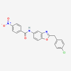 molecular formula C21H14ClN3O4 B12878839 N-[2-[(4-chlorophenyl)methyl]-1,3-benzoxazol-5-yl]-4-nitrobenzamide CAS No. 785836-68-2