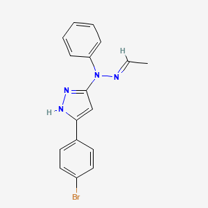 molecular formula C17H15BrN4 B12878871 5-(4-Bromophenyl)-3-(2-ethylidene-1-phenylhydrazinyl)-1H-pyrazole 
