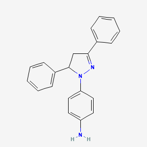 molecular formula C21H19N3 B12878908 Benzenamine, 4-(4,5-dihydro-3,5-diphenyl-1H-pyrazol-1-yl)- CAS No. 63367-48-6